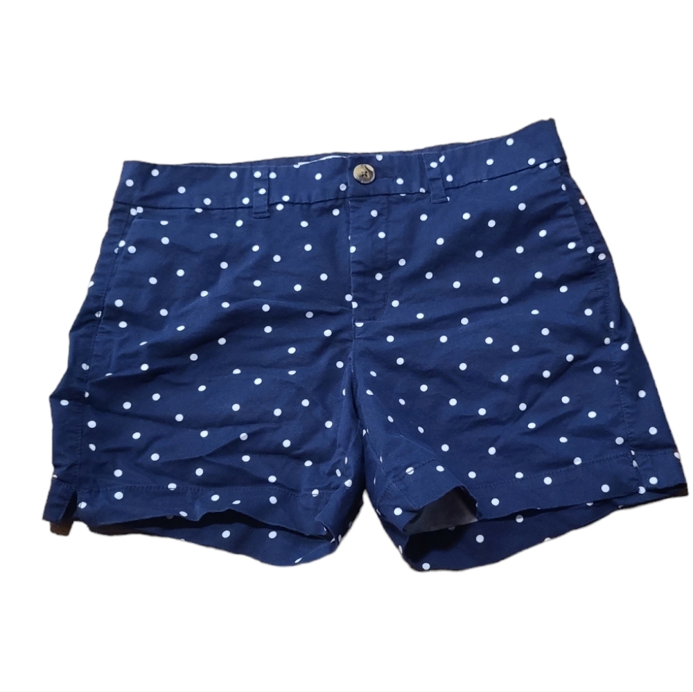 Old Navy Women's Shorts Navy Blue and White Polka Dot Size